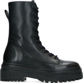 Sacha - Dames - Zwarte leren veterlaarzen - Maat 37