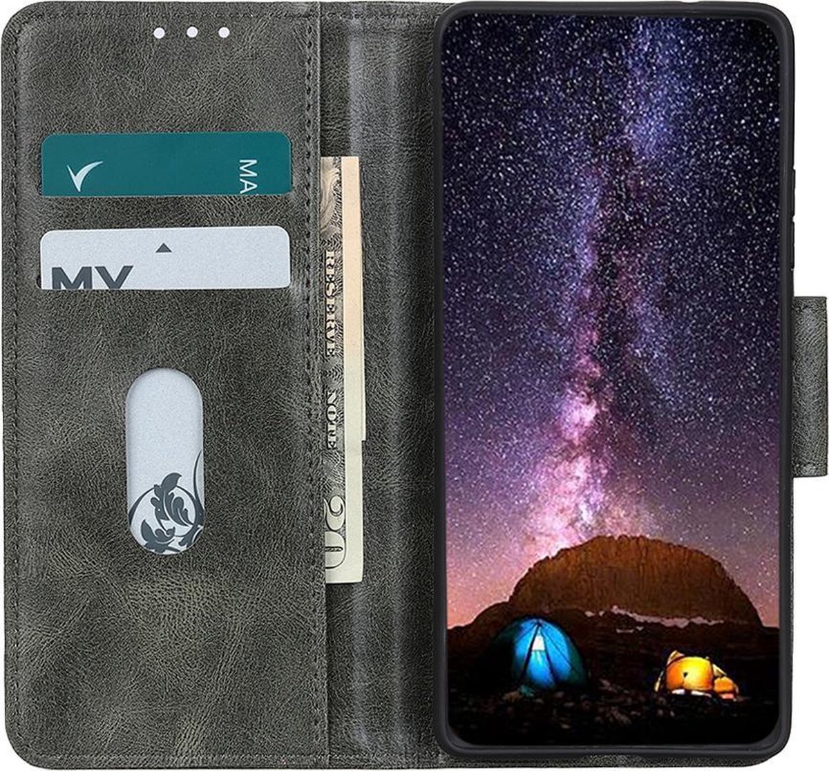 Bestcases Booktype Telefoonhoesje voor Samsung Galaxy A31 - Donker Groen