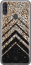 Samsung A11 hoesje siliconen - Chevron luipaard | Samsung Galaxy A11 case | zwart | TPU backcover transparant