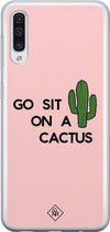 Samsung A70 hoesje siliconen - Go sit on a cactus | Samsung Galaxy A70 case | Roze | TPU backcover transparant