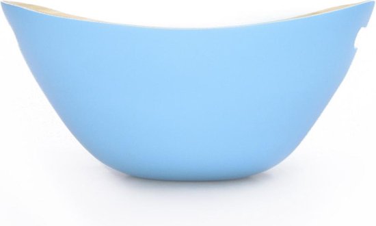 Bamboe saladeschaal - salade bak 30 cm met handvatten - slakom of fruitschaal - licht blauw