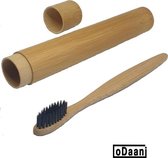 Bamboe Tandenborstel - Met Bamboe Reisdoosje -Zwart - Milieuvriendelijk - Recyclebaar - oDaani