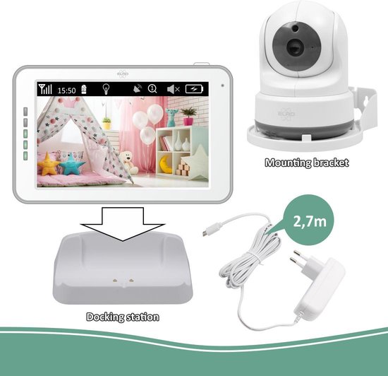 7 cm et Application ELRO BC3000 Baby Monitor Royale HD Babyphone avec écran Tactile de 12 
