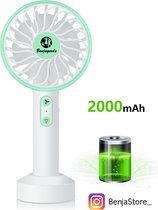 BenjaGoods Mini Ventilator|LED Lamp|USB Oplaadbaar|Tafelventilator|Fan|Luchtkoeler|Handwaaier|Aircooler|Wit