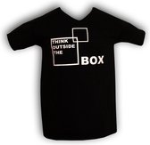 Sportief V-hals T-shirt 'Think out of the box'. (31079 Maat L