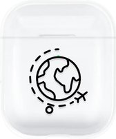 Airpods 1/2 - Transparant Bescherm Hoesje - Travle The World - Apple Airpods