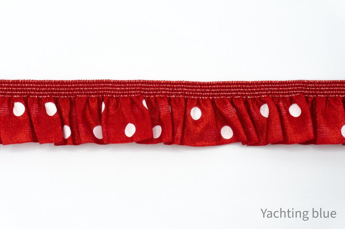 Band elastisch - rood band witte stippen - lengte 2 meter - band voor kastplanken - band elastiek - vrolijke sierband - fournituren -