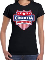 Croatia supporter schild t-shirt zwart voor dames - Kroatie landen t-shirt / kleding - EK / WK / Olympische spelen outfit XS