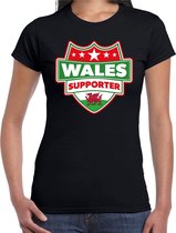 Wales supporter schild t-shirt zwart voor dames - Wales landen t-shirt / kleding - EK / WK / Olympische spelen outfit M