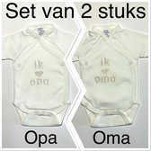 Petit Villain Unisex Baby Rompertje - Opa / Oma - Maat 50 set van 2