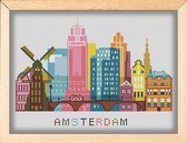 Borduurpakket SKYLINE AMSTERDAM - MANDALA borduren  - STEDEN VAN DE WERELD