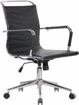 CLP Burnley Bureaustoel Kunstleer of Echt leer | Zithoogte: 44 - 54 cm | Ergonomische design managersstoel | 360°-draaistoel zwart Echt leer