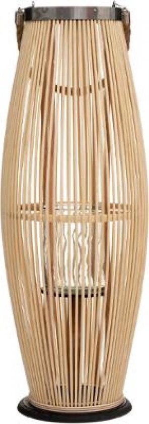windlicht - lantaarn bamboe met glas - GROOT - 72 CM H | bol.com