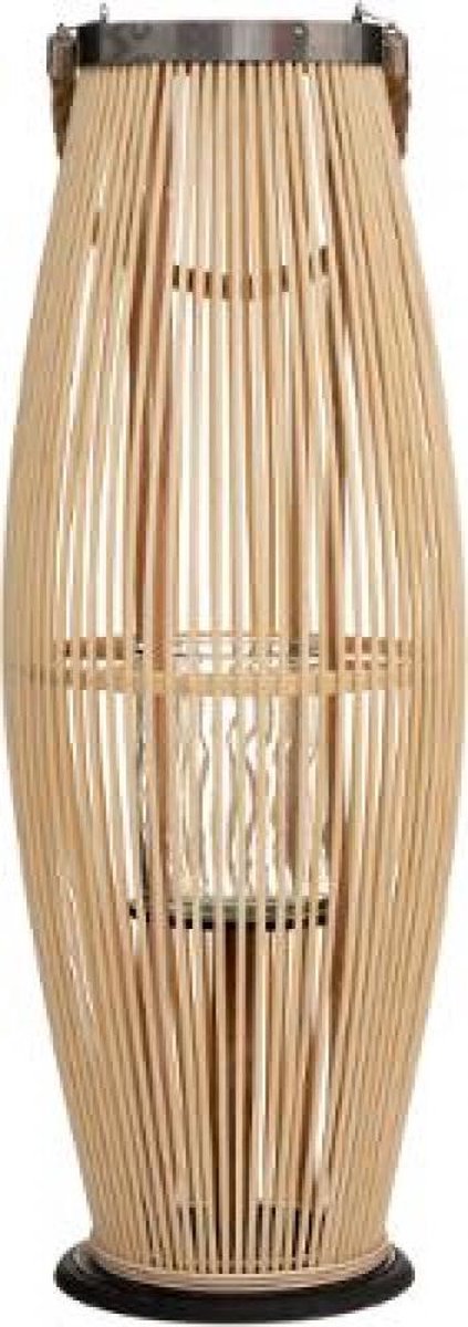 windlicht - lantaarn bamboe met glas - GROOT - 72 CM H