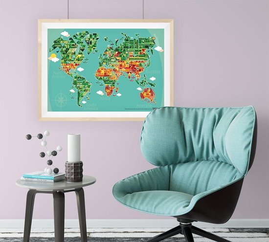 Educatieve poster (Posterpapier) - Topografie wereld onze steden - 42 x 29.7 cm (A3)