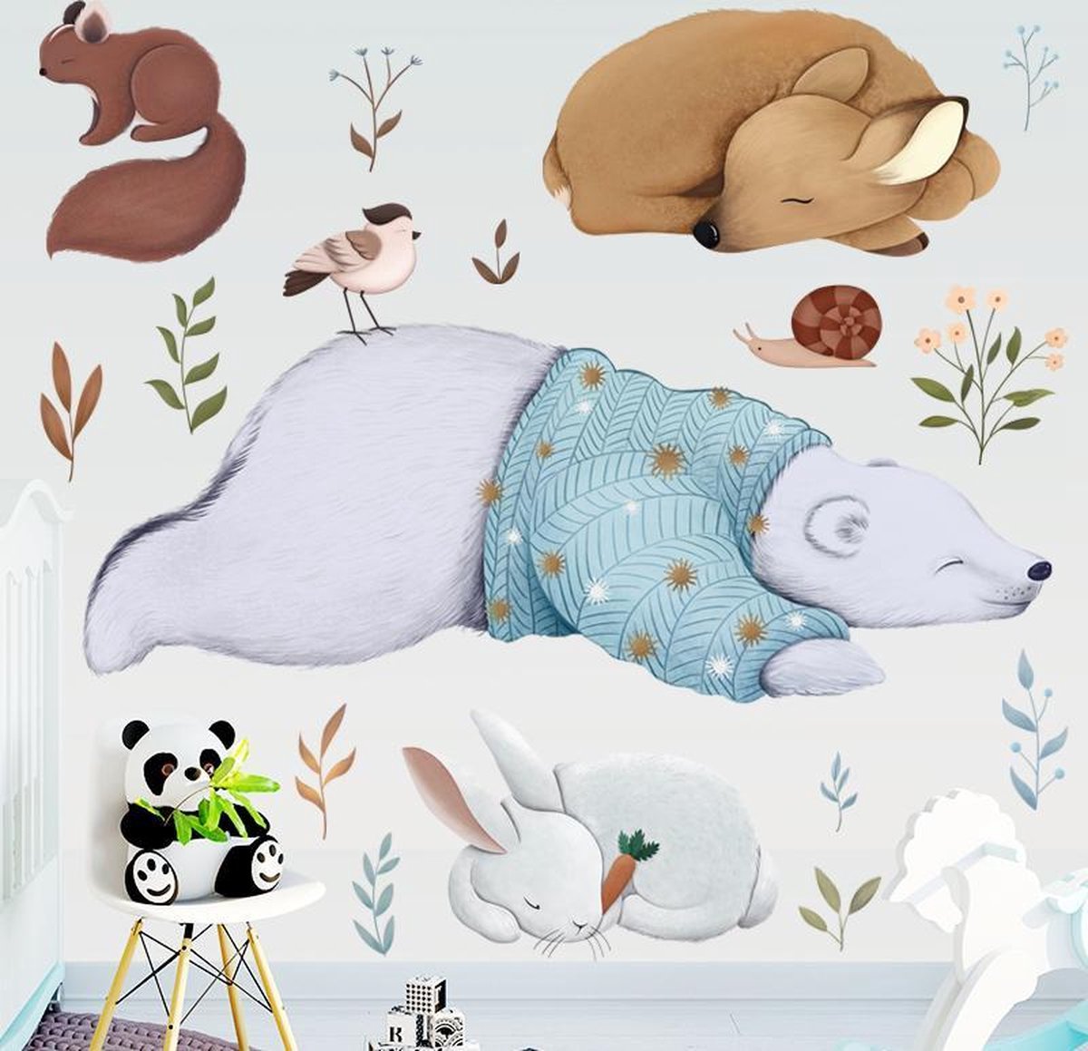 Muursticker | Slapende Dieren | Wanddecoratie | Muurdecoratie | Slaapkamer | Kinderkamer | Babykamer | Jongen | Meisje | Decoratie Sticker