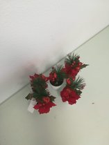 Kunstplant - kerststijl - met een rode roos en bessen - 5 stuks