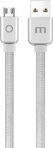Let op type!! Meizu 1.2 m noodle Weave stijl metalen kop 5V 2A micro USB naar USB 2 0 Data Sync oplaadkabel (zilver)