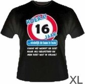 Paper Dreams | Zwart T-shirt - Hoera 16 jaar! - Unisex (maat XL)