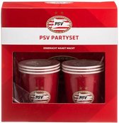PSV Party Set - Rood / Wit / Goud - Papier / Kunststof - 19 Delig