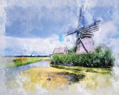 Diamond Painting Pakket - Molen - 50x40 cm - Complete Set - Volledige Bedekking - Ronde Steentjes