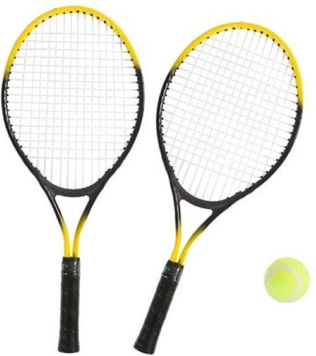 Tennisset - 2 Rackets met bal - geel