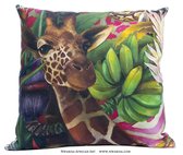 African Jungle Giraffe Kussenhoes - WhimsicalCollection - Katoen 45 x 45 cm met rits sluiting - Afrika - Jungle - Wilde dieren - Kleed jouw huis of tuin prachtig aan met deze kussenhoes. Gema