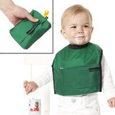 Slabbetje Groen met XL Ruim Opvangbakje - Perfect voor Onderweg - Gemakkelijk Schoonmaken & Opbergen - Slab - Slabbertjes Baby - Slabbetjes