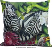 African Jungle Zebra Kussenhoes - WhimsicalCollection - Katoen 45 x 45 cm met rits sluiting - Afrika - Jungle - Wilde dieren - Kleed jouw huis of tuin prachtig aan met deze kussenh