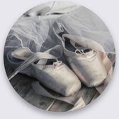 Schilderij - Metal Art - Ballerina spitzen - Wanddecoratie rond - Ø 70 cm