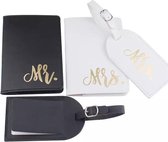 Mrs paspoorthoes & kofferlabel wit & zwart (set)