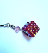 Bling bling Sleutelhanger Dobbelsteen Donker-Roze