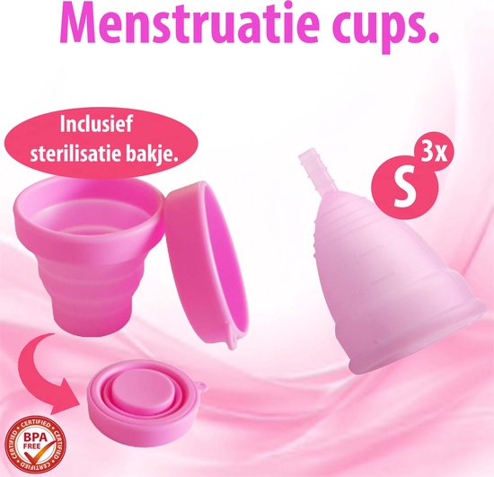 schieten provincie Millimeter Menstruatie cup - Menstruatiecup - Set van 4 - Sterilisatie cup -  Menstruatie - 3x... | bol.com