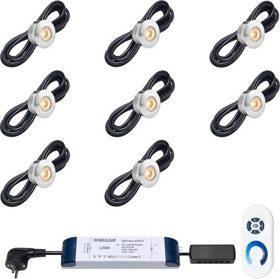 LED terrasoverkapping inbouwspot Aragon ab - veranda / carport / serre / tuinkamer / orangerie - 3W / dimbaar / warmwit - set van 8 stuks