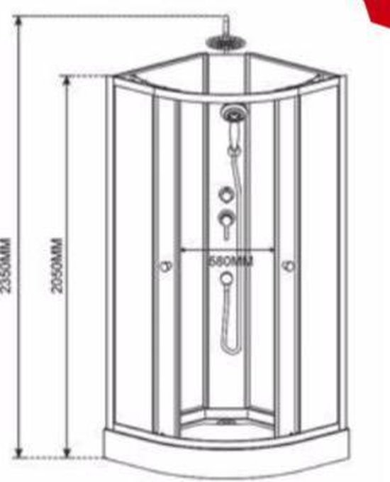Douchecabine Creavit Beauty Complete Kwartrond Schuifdeur 90x90 Mat Chroom Profiel... bol