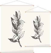 Ilex Opaca zwart-wit 2 (Holly Berries) - Foto op Textielposter - 40 x 60 cm