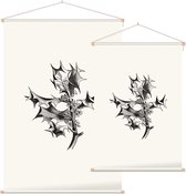 Hulst zwart-wit (Holly Tree) - Foto op Textielposter - 120 x 180 cm