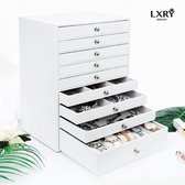 Sieradendoos - Wit - XXL - 10 niveaus - PU Leer - Juwelendoos - Sieraden organizer - Sieradenbox