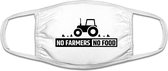 No Farmers No food mondkapje | boerenprotest | boer | gezichtsmasker | bescherming | bedrukt | logo | Wit  mondmasker van katoen, uitwasbaar & herbruikbaar. Geschikt voor OV
