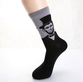 Fun sokken 'Abraham Lincoln' grijs (91058)