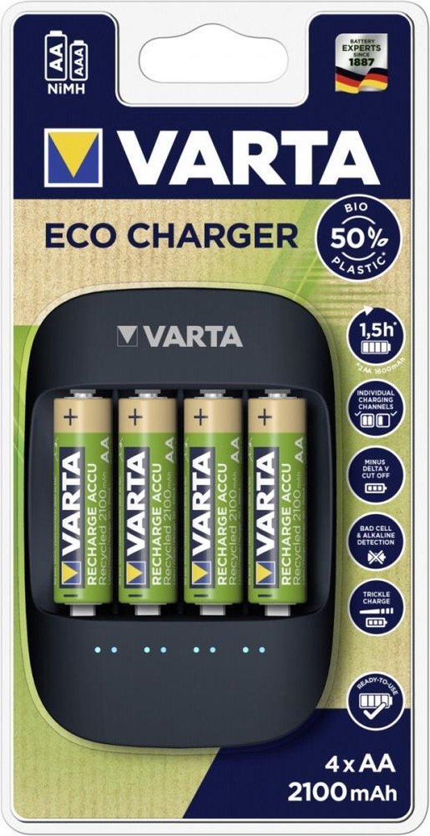 Varta Eco Charger incl 4x AA 2100mah Recycled