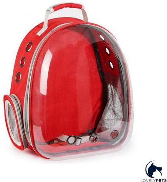 Lovely Pets - Draagtas voor katten - rugtas voor huisdieren - reismand - transporttas - vervoersbox - dieren draagtas - en (kleine) honden - Rood
