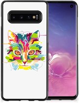 Cas de téléphone portable Samsung Galaxy S10 Mobile TPU Hardcase avec bord noir couleur chat