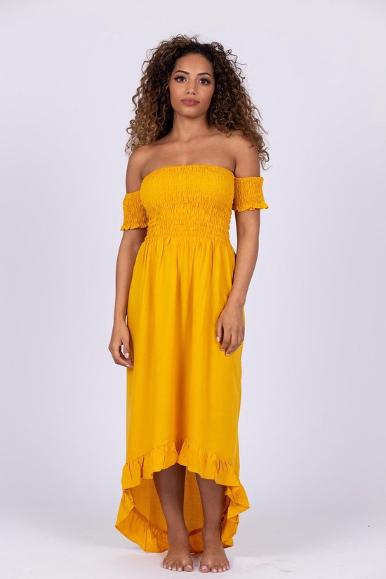 bol.com | Maxi Dress geel, one size, super stretch Maxi-dresses Dames Jurk  Maat One size