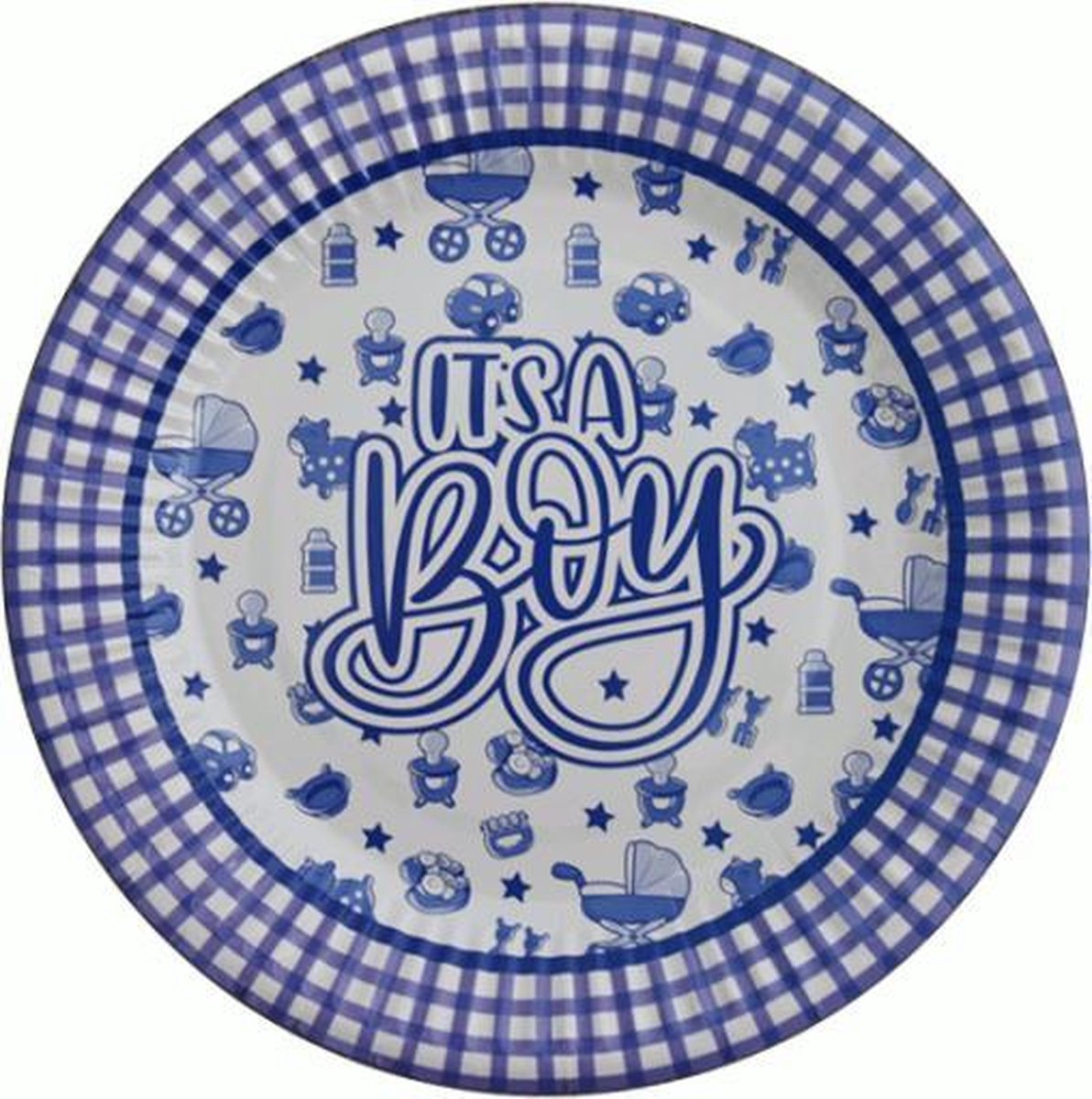 Kartonnen Bordjes It's A Boy Blauw 18 cm 10 st - Wegwerp borden - Feest/verjaardag/BBQ borden - baby shower