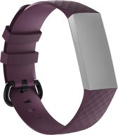 Let op type!! Diamond Pattern Silicone Wrist Strap Watch Band for Fitbit Charge 4 Large Size:210*18mm(Dark Purple)