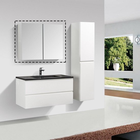 Armoire de toilette Callisto 100x70x15cm MDF blanc brillant | bol.com