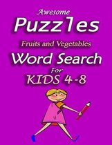 Awesome Puzzles Fruits & Vegetables Word Search For Kids 4-8
