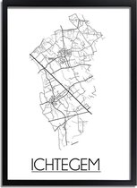 DesignClaud Ichtegem Plattegrond poster A2 + Fotolijst zwart