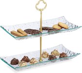 relaxdays etagere 2-laags - serveerschaal rechthoekig - tafeletagere - cupcake standaard